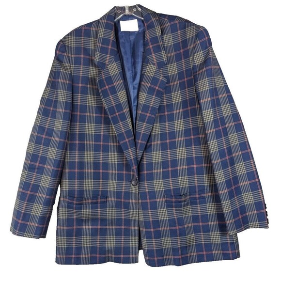Pendleton Sports Coat‎ Jacket 100% Virgin Wool Blue Tartan Plaid USA Men's L? - Picture 1 of 13